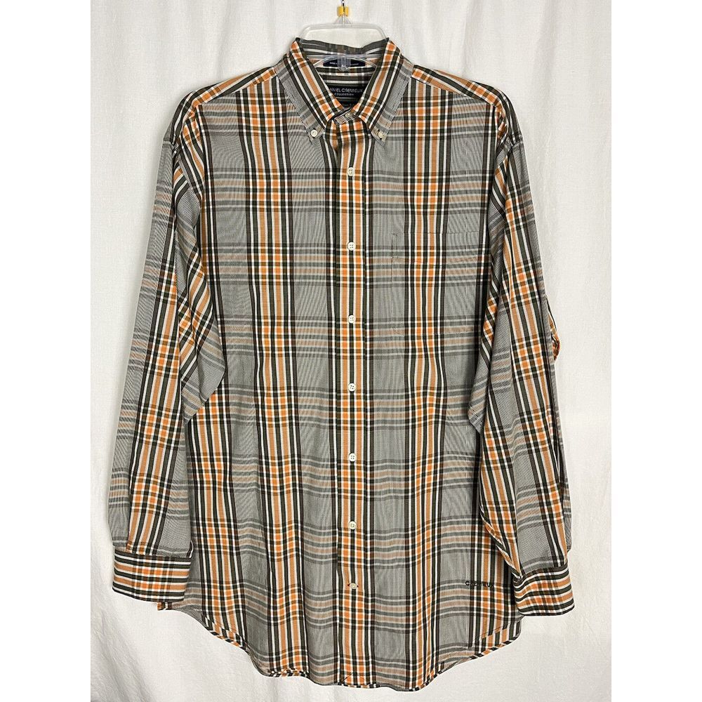 Daniel Cremieux Dress Shirt Fine Italian Fabric Plaid Long Sleeve Size M Cotton